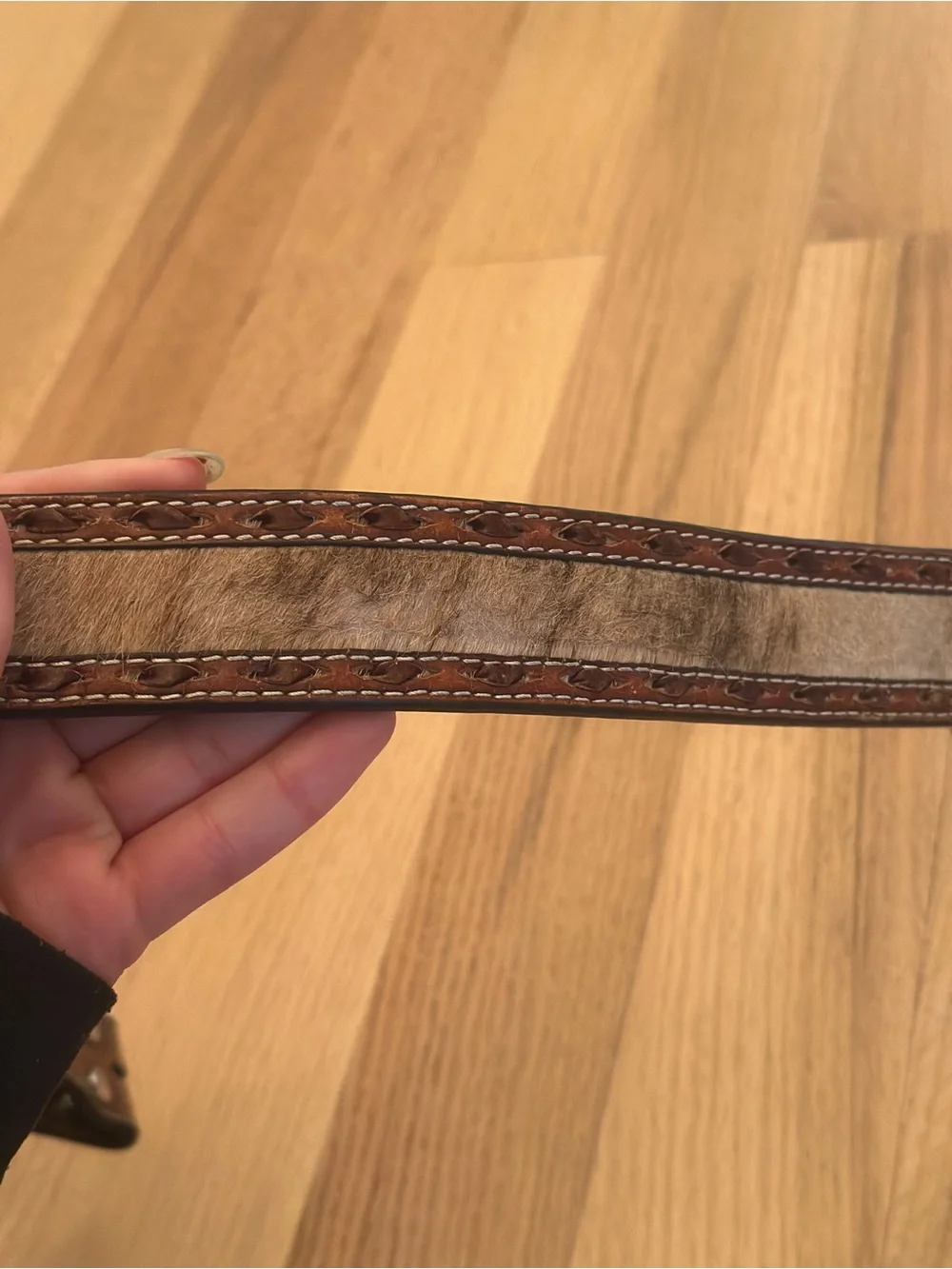 Men's Nocona Genunine Leather Calf Hair Belt size 38